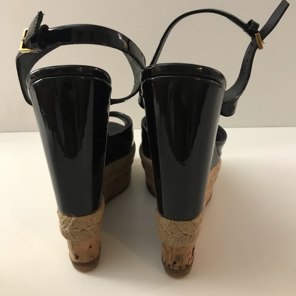 Gucci Black Patent Espadrille Wedge Sandals - Picture 5 of 8